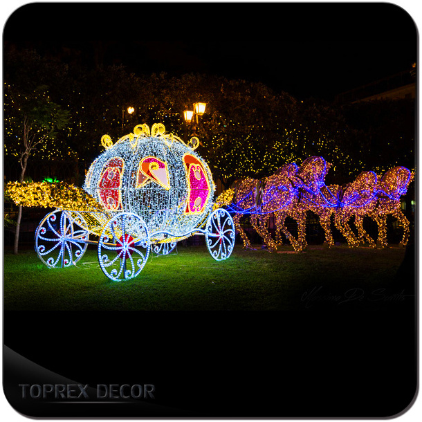 Life-Size LED Lighted Outdoor Christmas Decoration Pumpkin Horse Carriage in White Red Pink Blue Purple with IP65 Rating Sale