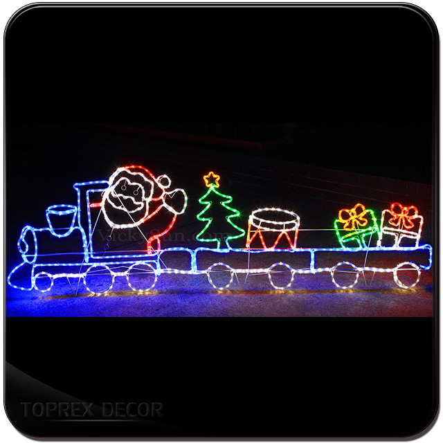 Outdoor Animated Christmas Train Decoration LED RGB Blue and White Train Motif Light Featured Supplier with IP65 Rating