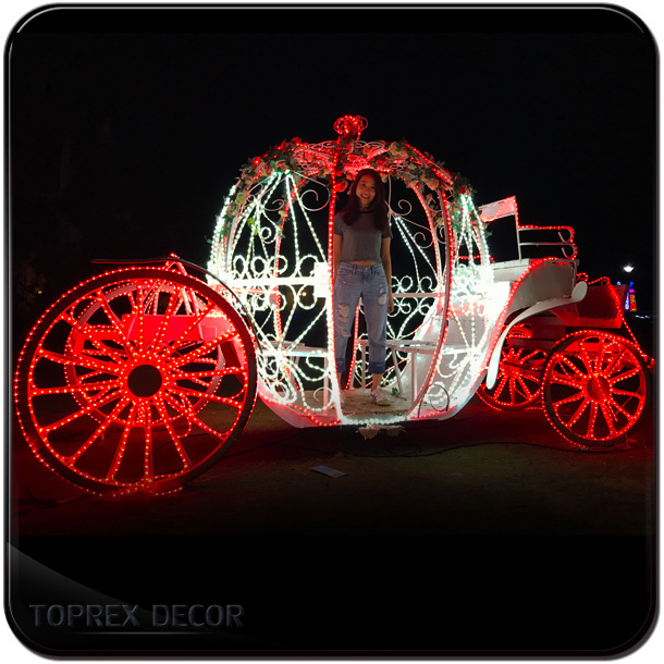 Life-Size LED Lighted Outdoor Christmas Decoration Pumpkin Horse Carriage in White Red Pink Blue Purple with IP65 Rating Sale