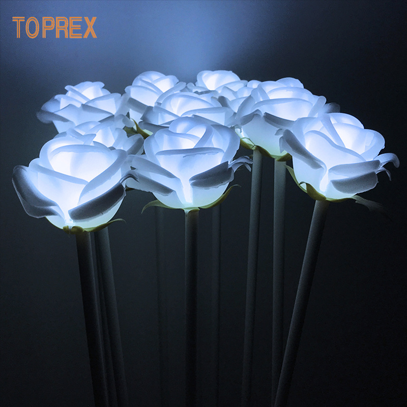 Toprex decor wedding decoration artificial wholesale fabric manufacturer led rose stand flower light