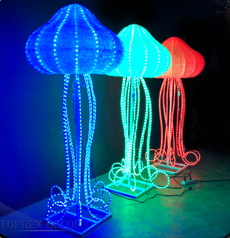 Tailored Lighting Giant 3D Marine Animal Lantern Jellyfish Garden Motif Lights Decorations  For Outdoor Christmas Lights