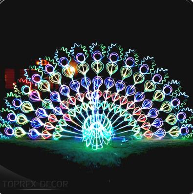 Outdoor Christmas LED Lights Peacock and Animal Shaped Decorative Items RGB Pink Emitting Diya Peacock Lights for Decoration