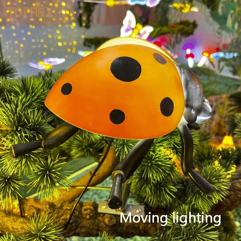 Toprex Simulated dynamic Christmas lifelike insect ladybug Motif Light Decoration Outdoor Garden Park Light for holiday