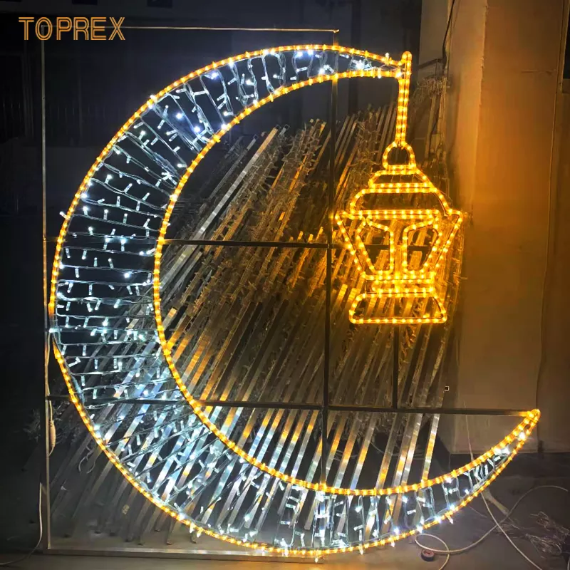 Crescent Outdoor Ramadan Lights Moon Lights Muslim Eid Mubarak Ramadan Star And Moon With Led Light For Ramadan Decoration