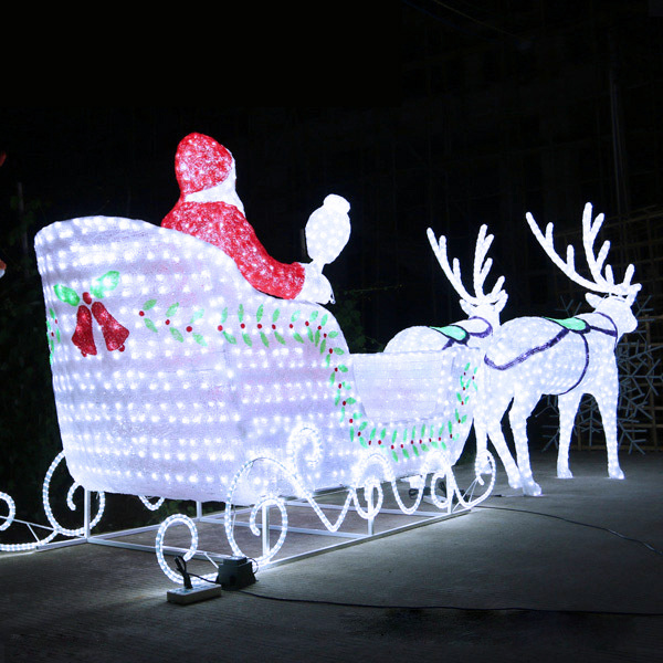 Christmas Decoration Reindeer Rope Light Led Acrylic 3D Outdoor Led Santa Reindeer Sleigh With Led Lights