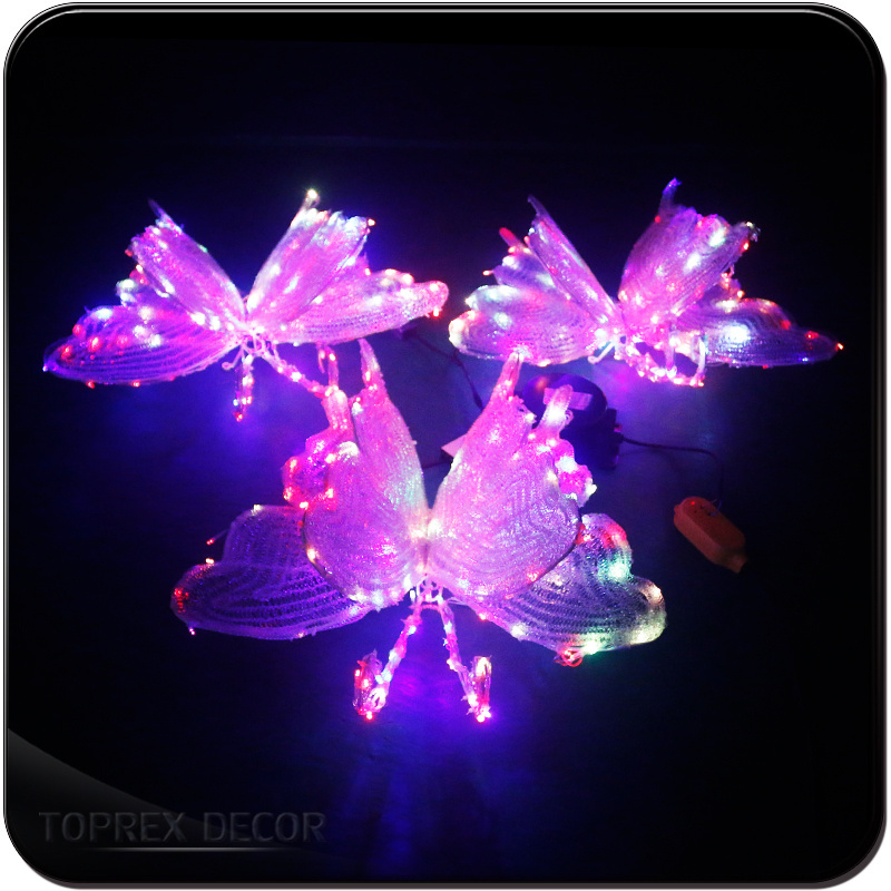 Garden wall decoration 3d led artificial flying butterfly