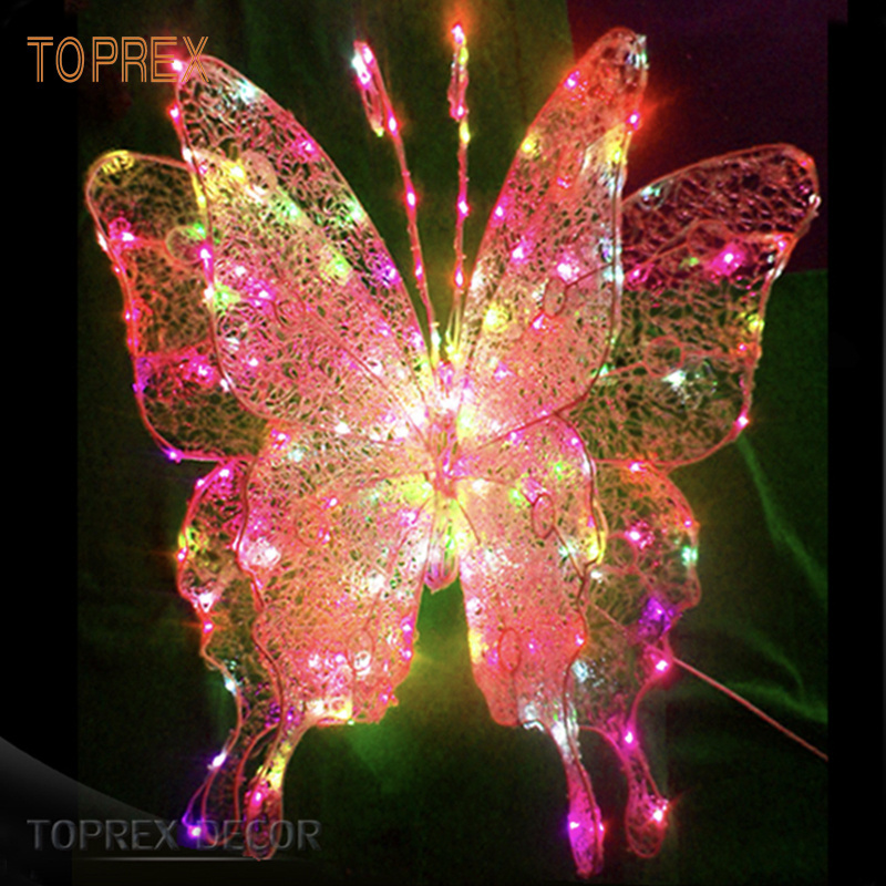 Outdoor IP65 Customizable Length 3D Giant Butterflies Decoration Acrylic Material LED Butterfly Lights for Christmas decor