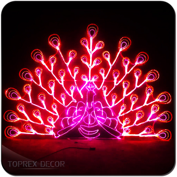 Christmas Decorations RGB Blue White Warm White Emitting Led peacock design lightings3D Motif Light With Color Changing Ip65