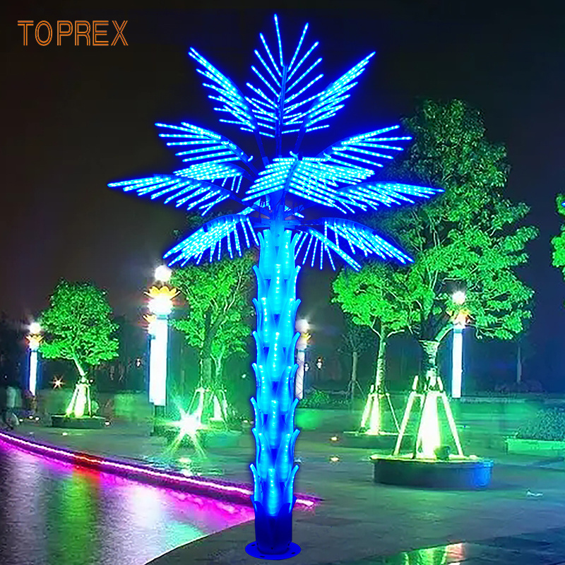 Artificial LED outdoor lighted palmiers lumineux palm trees illuminate for Holiday Decorations Lighting Landscape Design