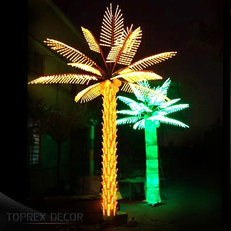 Outdoor decorative plastic palm tree And Metal Lamp Led Lights On A Palm Tree