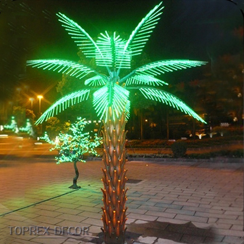 Artificial LED outdoor lighted palmiers lumineux palm trees illuminate for Holiday Decorations Lighting Landscape Design