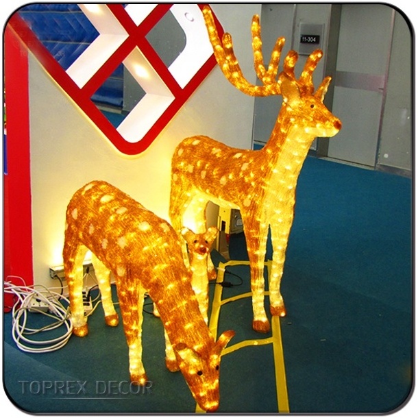 Toprex Decor 3D life size acrylic xmas led reindeer decoration