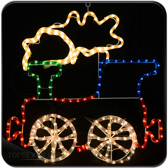 Outdoor Animated Christmas Train Decoration LED RGB Blue and White Train Motif Light Featured Supplier with IP65 Rating