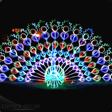 Outdoor Christmas LED Lights Peacock and Animal Shaped Decorative Items RGB Pink Emitting Diya Peacock Lights for Decoration