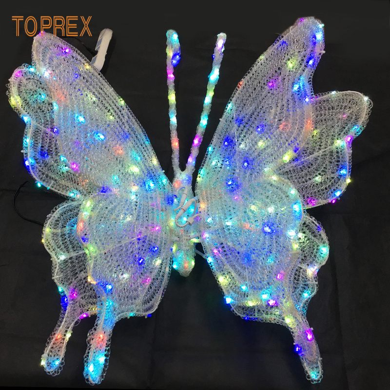 Outdoor IP65 Customizable Length 3D Giant Butterflies Decoration Acrylic Material LED Butterfly Lights for Christmas decor