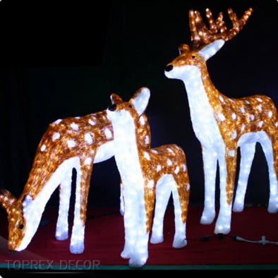 New Style 3D Outdoor Led Reindeer Acrylic Decorations Garden led acrylic christmas family reindeer light Outside