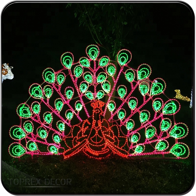 Christmas Decorations RGB Blue White Warm White Emitting Led peacock design lightings3D Motif Light With Color Changing Ip65