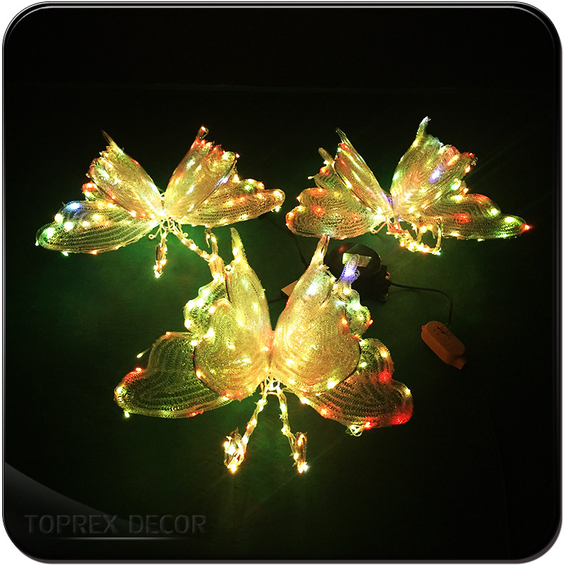 Garden wall decoration 3d led artificial flying butterfly