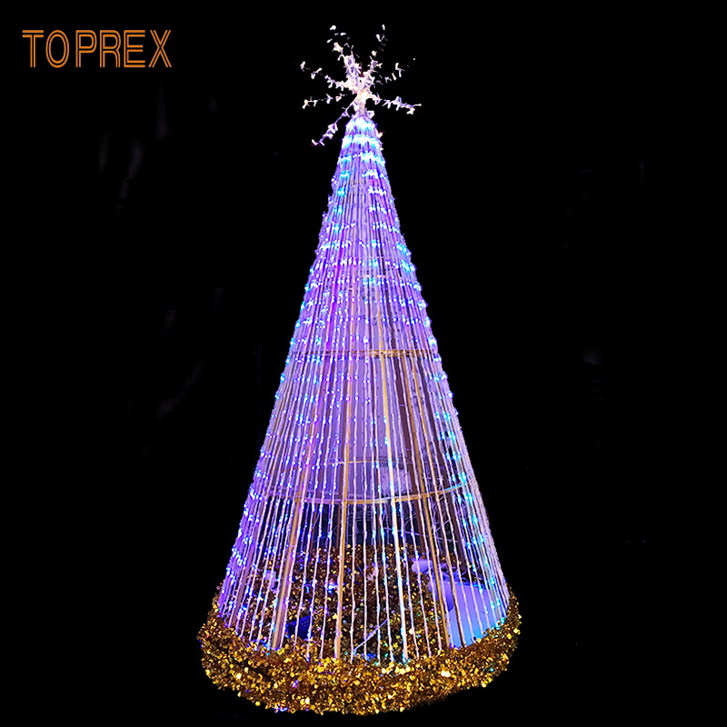 Outdoor Large Winter Commercial Tall Flagpole 3d Christmas Tree Pole Outdoor 7M Lights For Street Plaza Decoration