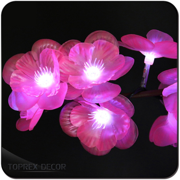 Hot sale mini crystal artifical flower christmas string led rose light for wedding decoration