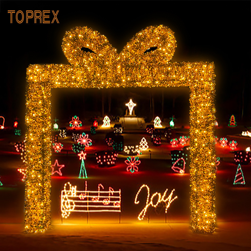 Christmas 3D Giant Lighted Gift Sculptures Commercial Grade Winter Illumination Decorative Modeling Lights For Park