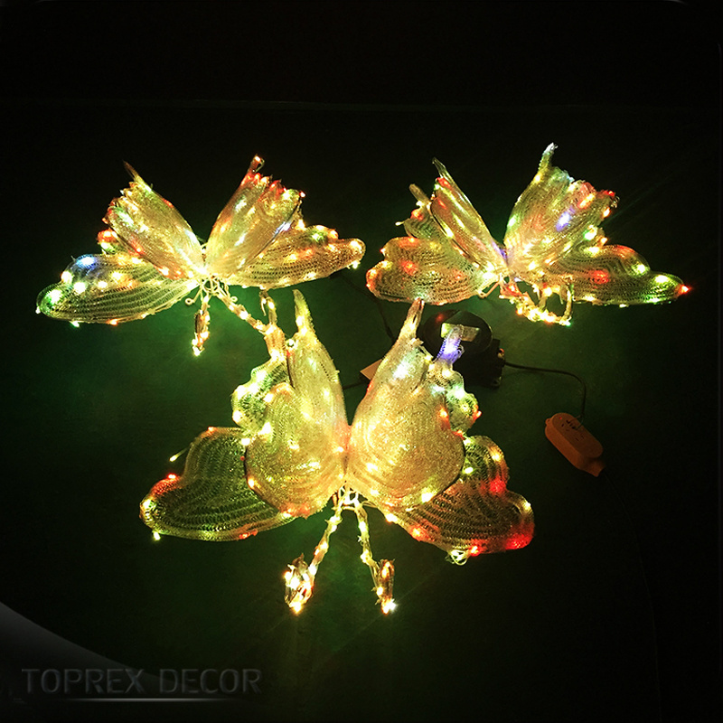 Outdoor IP65 Customizable Length 3D Giant Butterflies Decoration Acrylic Material LED Butterfly Lights for Christmas decor