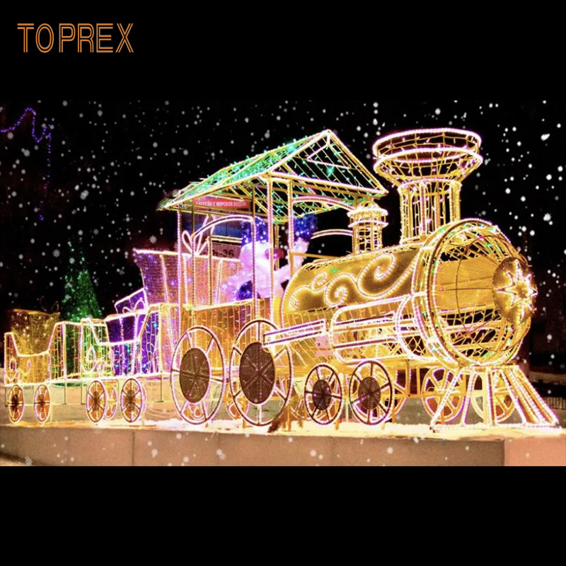 Toprex Customizable Decorative Giant 3D LED Large Train Motif Christmas Motifs Lights Outdoor For Landscape Lighting Show