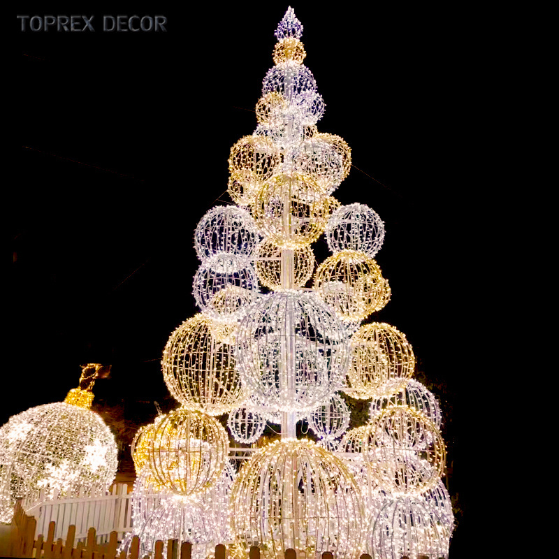 Toprex decor waterproof giant LED ball tree 3d led outdoor christmas decoration