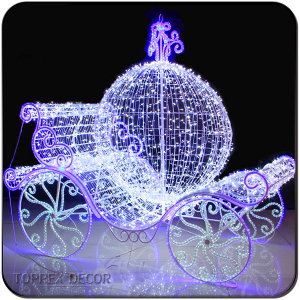 Life-Size LED Lighted Outdoor Christmas Decoration Pumpkin Horse Carriage in White Red Pink Blue Purple with IP65 Rating Sale