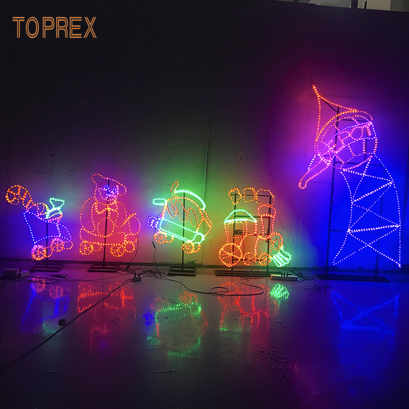 Custom Outdoor 2D Motif Villa LED Decorative Rope Lighting Waterproof IP65 Copper PVC Material for Holiday Christmas Train Decor