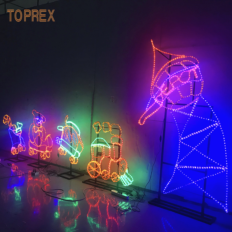 Custom Outdoor 2D Motif Villa LED Decorative Rope Lighting Waterproof IP65 Copper PVC Material for Holiday Christmas Train Decor