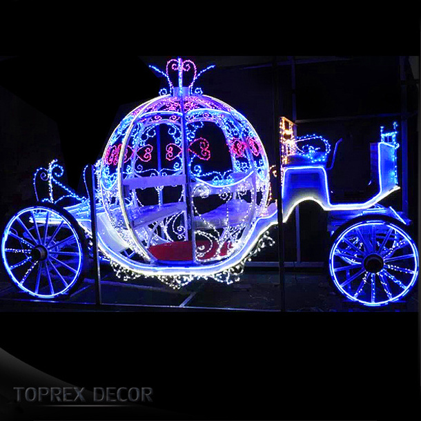 Life-Size LED Lighted Outdoor Christmas Decoration Pumpkin Horse Carriage in White Red Pink Blue Purple with IP65 Rating Sale