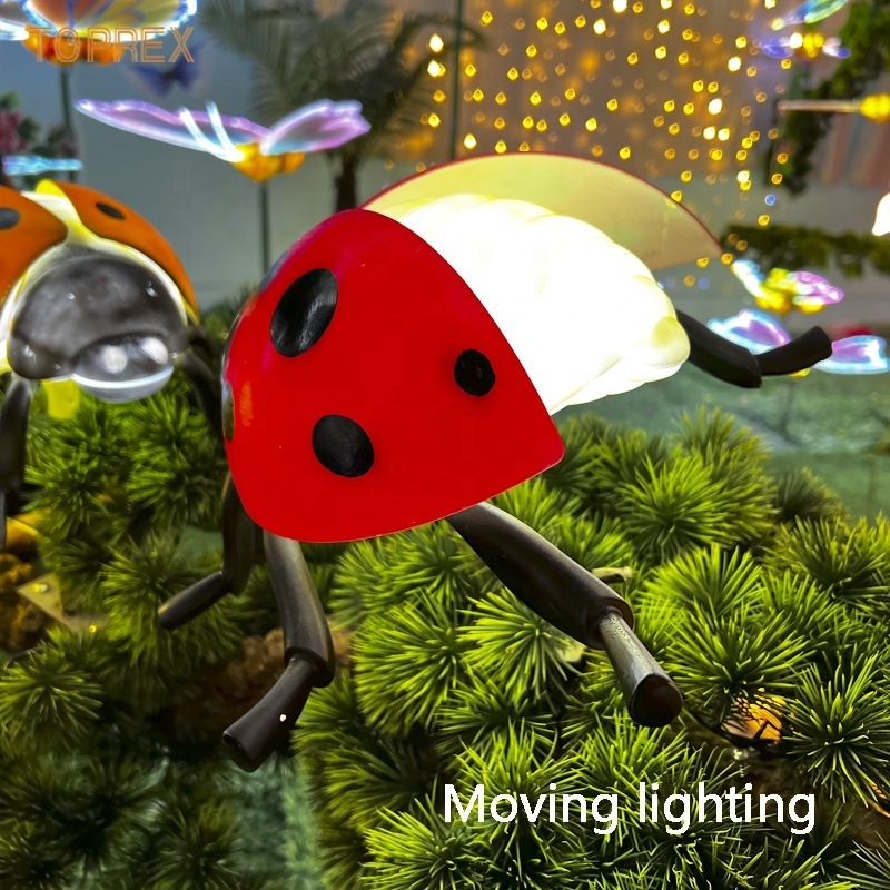 Toprex Simulated dynamic Christmas lifelike insect ladybug Motif Light Decoration Outdoor Garden Park Light for holiday