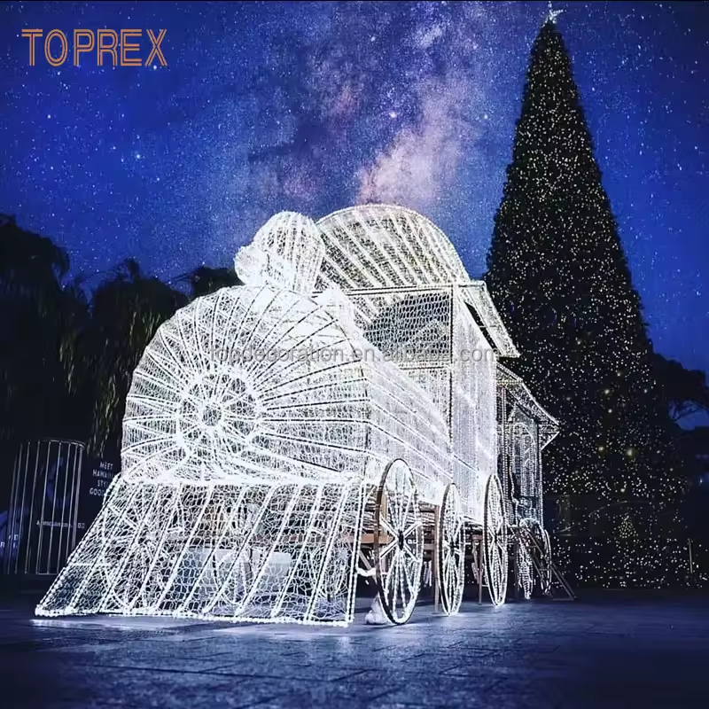 Toprex Outdoor Large 3D Sculpture LED Train Decoration Christmas and New Year's Day Motif Light Decor for Holidays