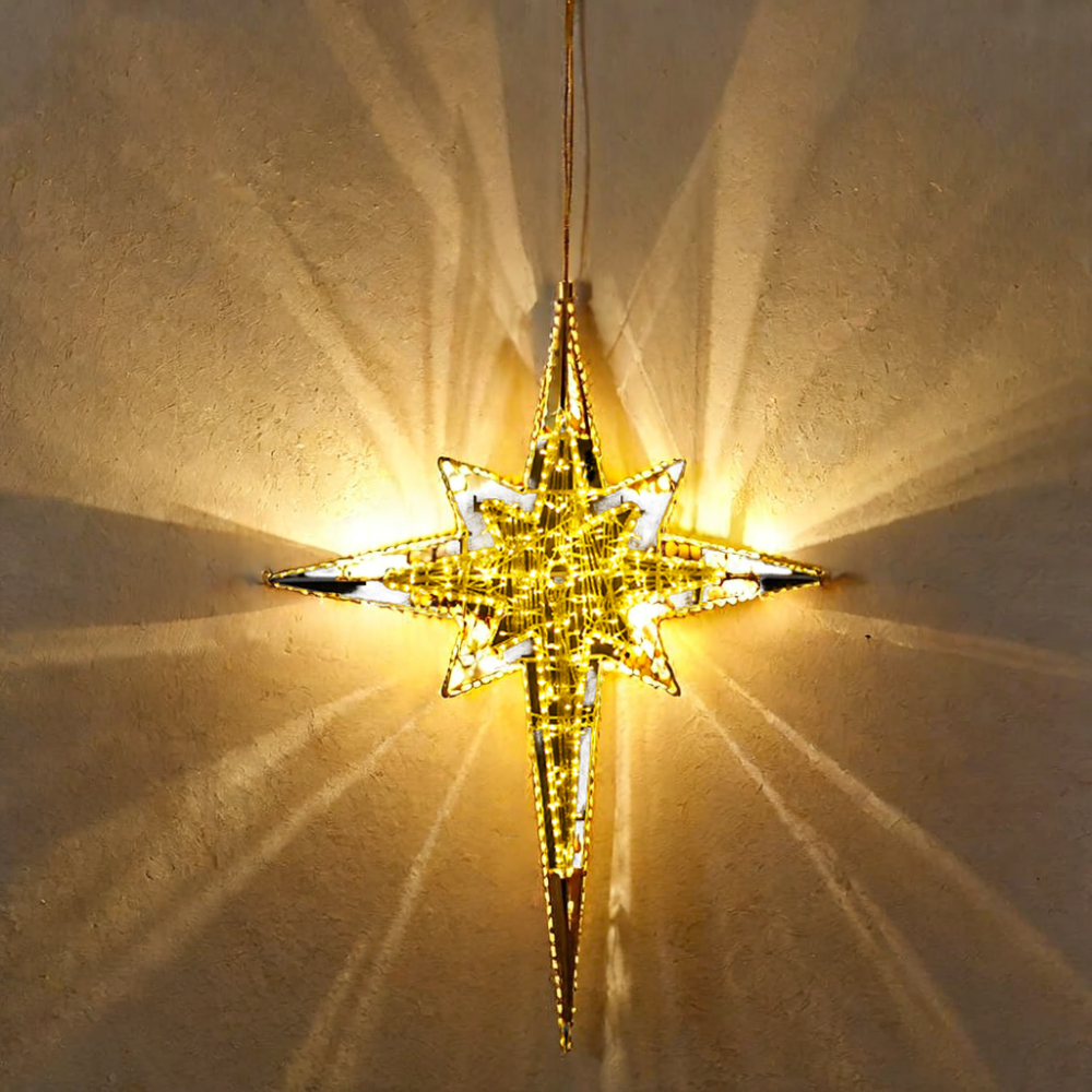 Toprex Decor 160cm High LED Lighted Star Hanging Ornaments New Metal and Metallic Material for Outdoor Use for Christmas