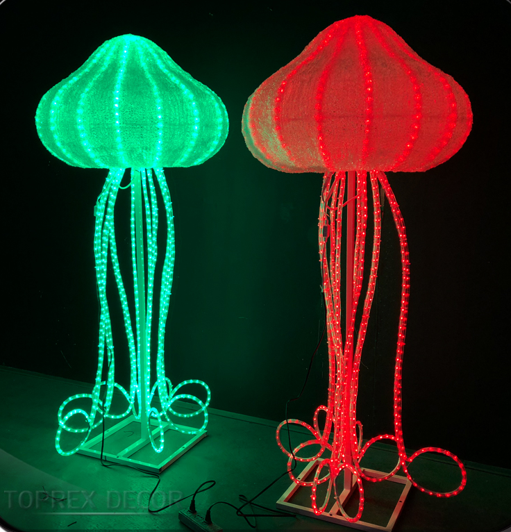 Tailored Lighting Giant 3D Marine Animal Lantern Jellyfish Garden Motif Lights Decorations  For Outdoor Christmas Lights