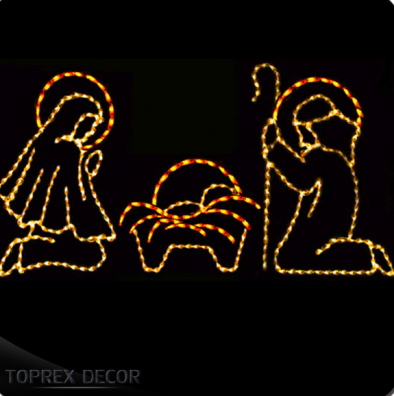 Outdoor Life Size Christmas Nativity Sets Home Decoration Jesus Rope Led Nativity Scene  Jesus Rope Light Motif