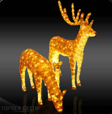 New Style 3D Outdoor Led Reindeer Acrylic Decorations Garden led acrylic christmas family reindeer light Outside