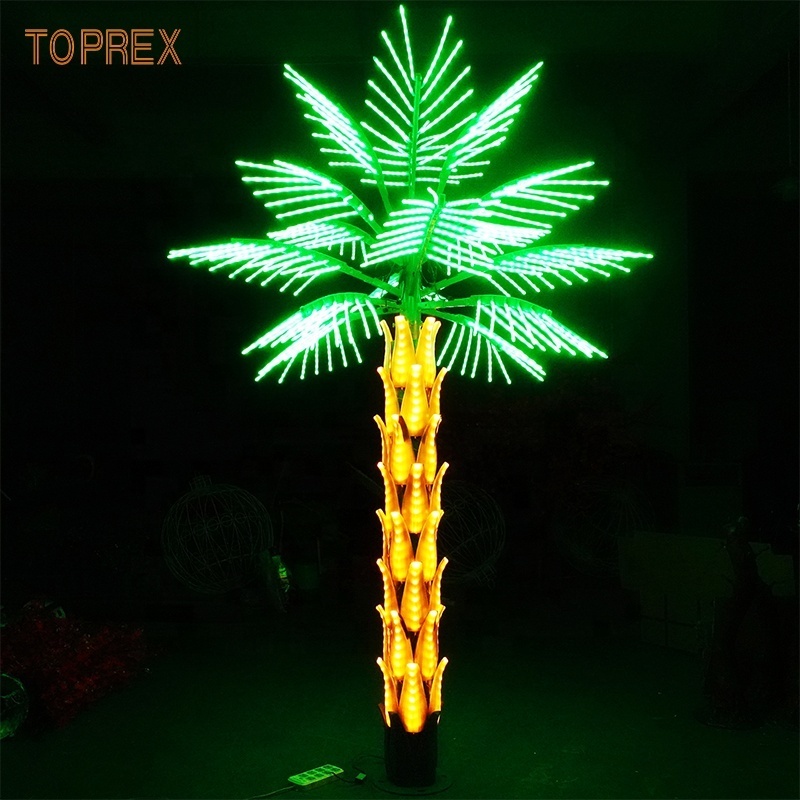 IP65 christmas Fairy Lights outdoor decorative plastic coconut led lighted metal trunk lamp artificial light palm tree