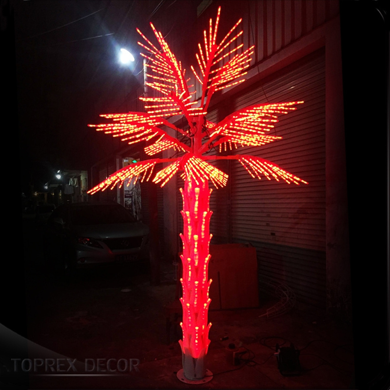 IP65 christmas Fairy Lights outdoor decorative plastic coconut led lighted metal trunk lamp artificial light palm tree