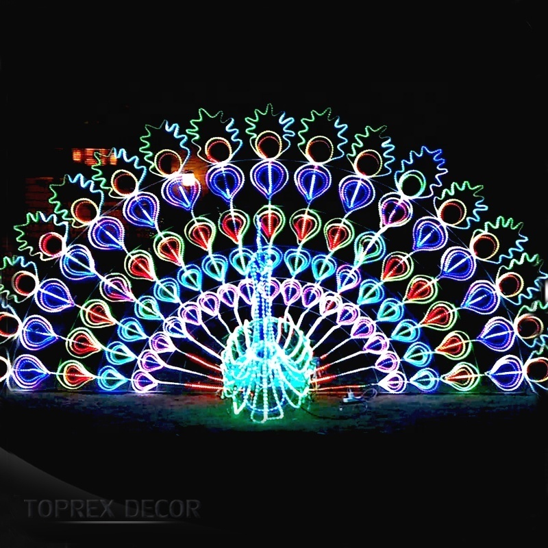 Christmas Decorations RGB Blue White Warm White Emitting Led peacock design lightings3D Motif Light With Color Changing Ip65