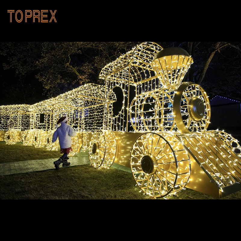 Toprex Outdoor Large 3D Sculpture LED Train Decoration Christmas and New Year's Day Motif Light Decor for Holidays