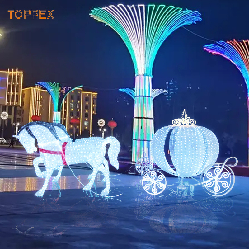 High waterproof outdoor demountable christmas led outdoor arylic carriage 3D motif lights