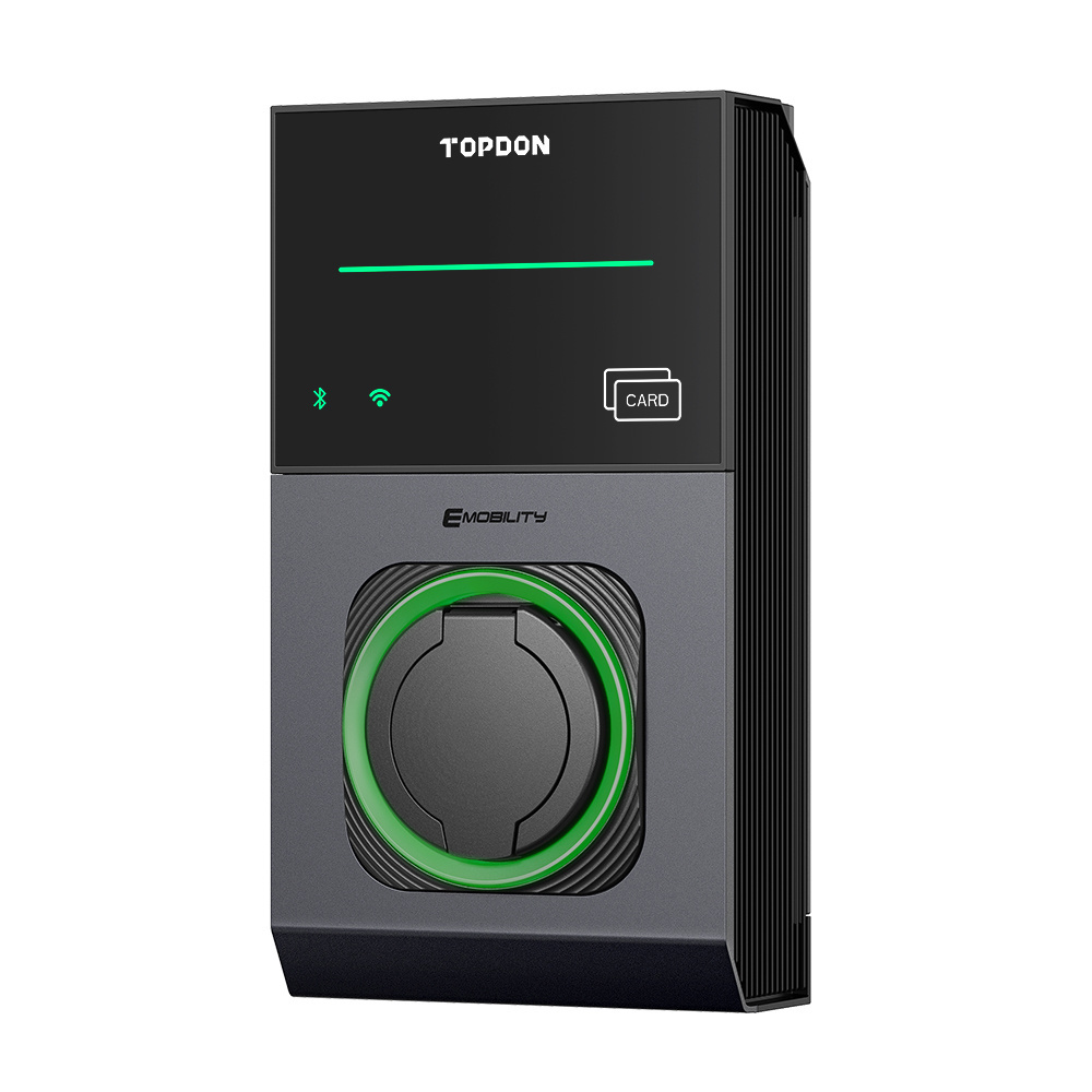 topdon smart 7kw 11kw 7 watt 7-22kw type2 22kw fast 48 amps in home ip65 chargers ac ev charger with display screen