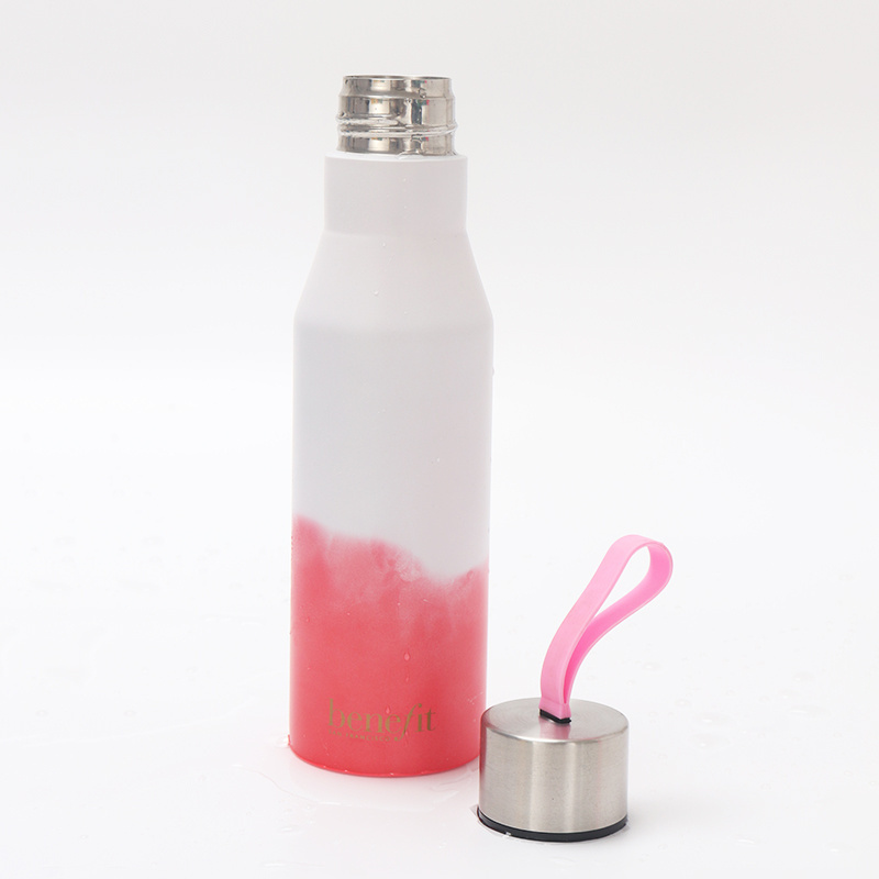 New Design Single Wall Silicone Stainless steel Color Change Sport Bottle