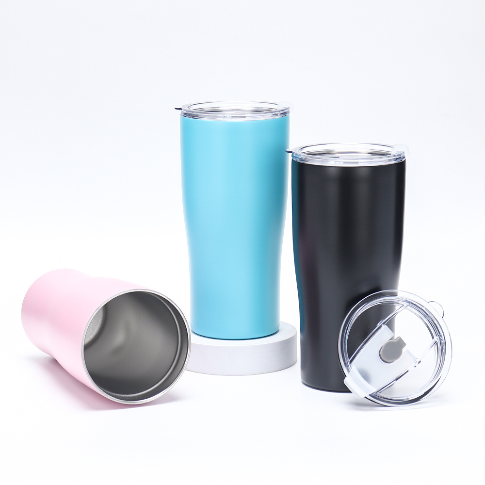 Matte Skinny Stainless Steel Tumbler Blank 20 oz 32oz Kids Water Bottle Tumbler With Handle Straw Topper