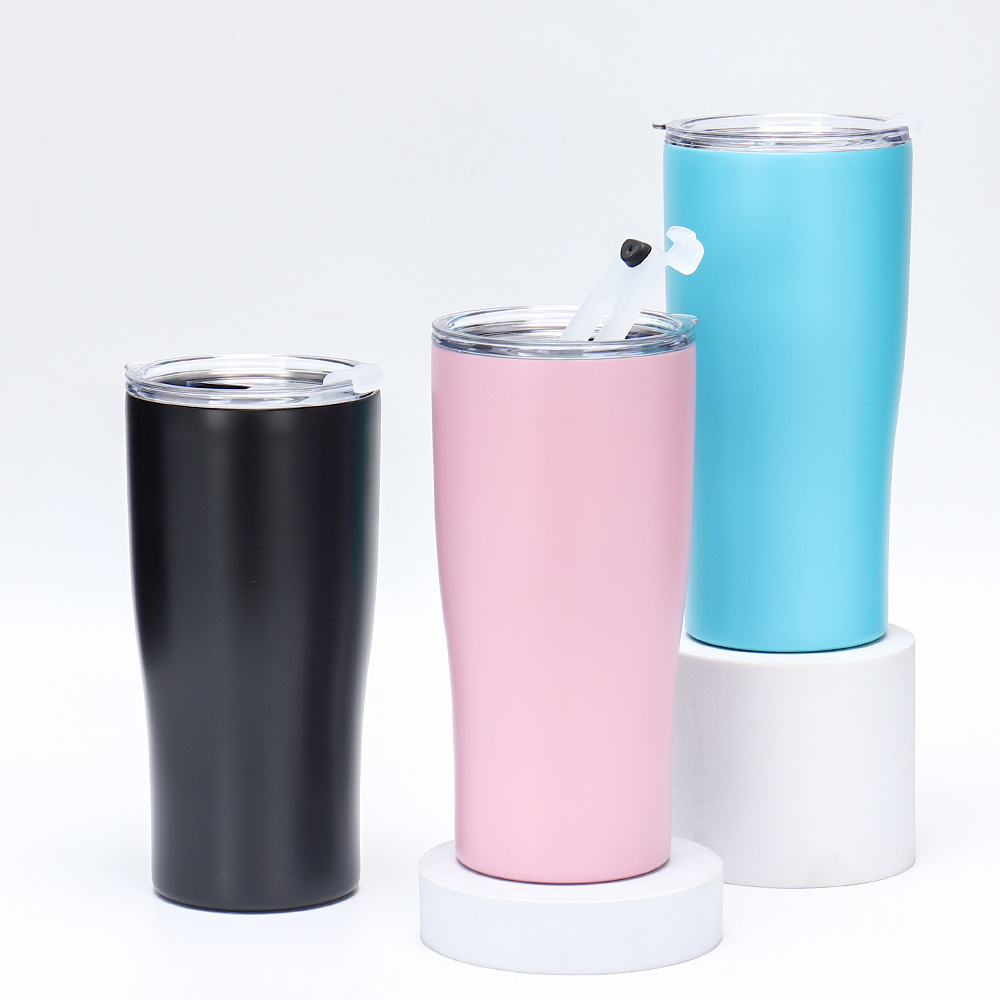 Matte Skinny Stainless Steel Tumbler Blank 20 oz 32oz Kids Water Bottle Tumbler With Handle Straw Topper