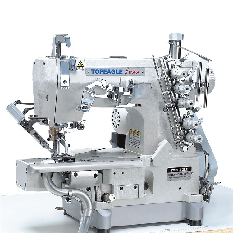 TOPEAGLE TK-664-35BB--PUT Cylinder bed industrial interlock sewing machine price with left side edge cutter