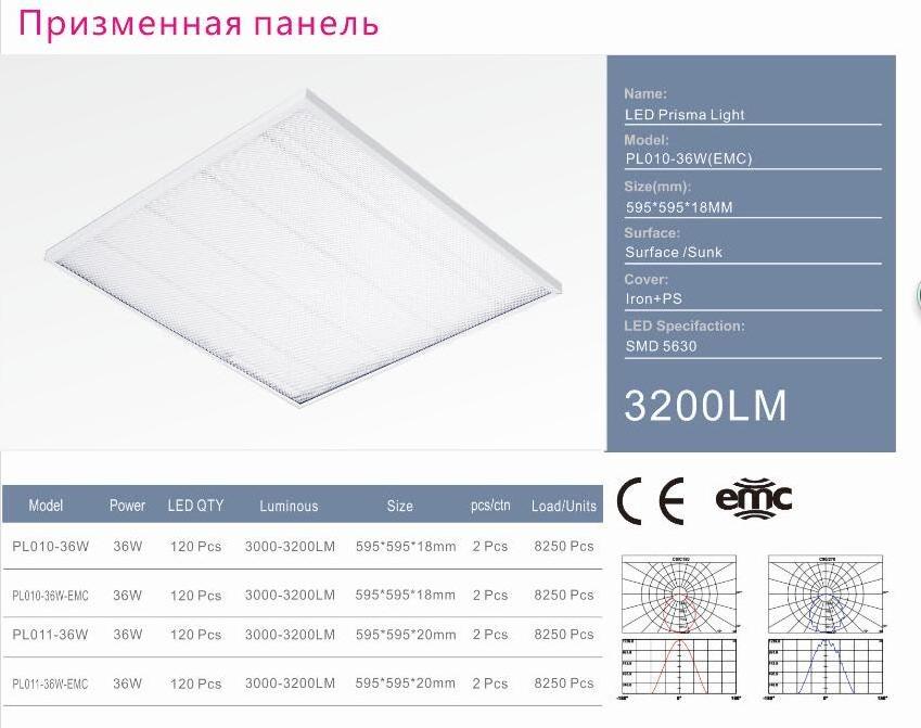 Russia 36W 2x2 led ceiling panel light with PS diffuser slim panel lighting 2 years warranty