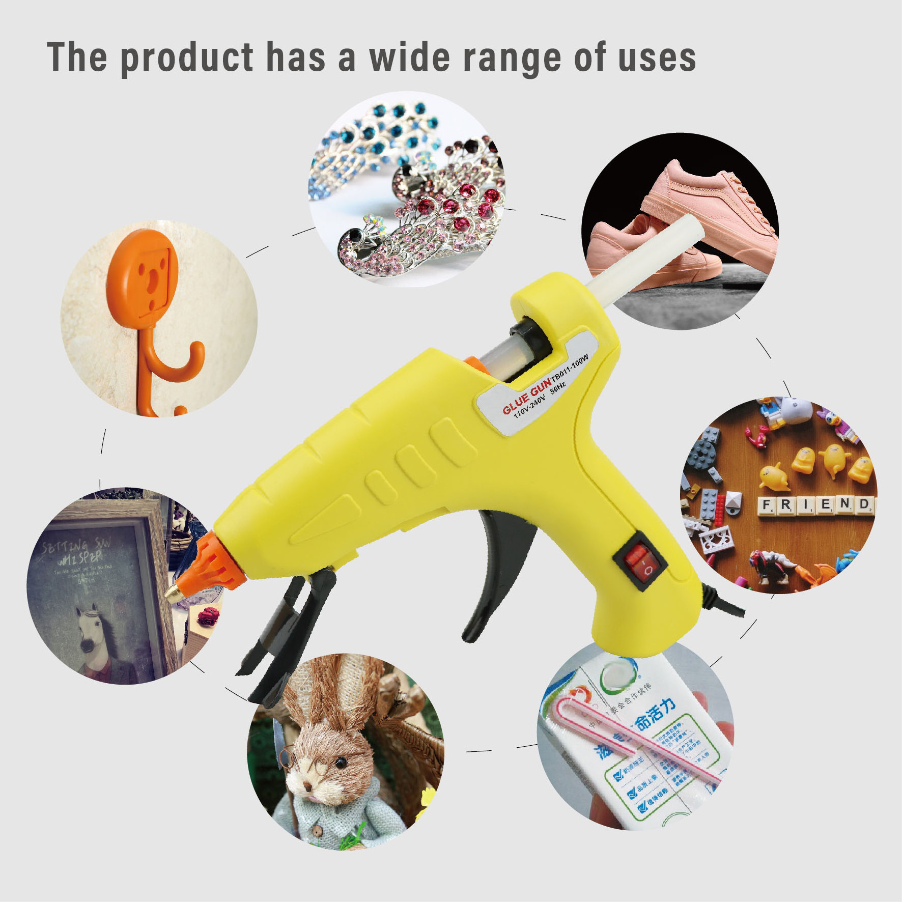 100W Color Industrial hot glue gun for Crafts School Home Repair DIY Hand Tools easy to use with Drip Control